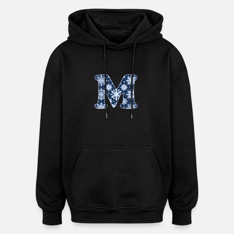 Buchstabe M Schneeflocken - Oversized Unisex Hoodie - Schwarz