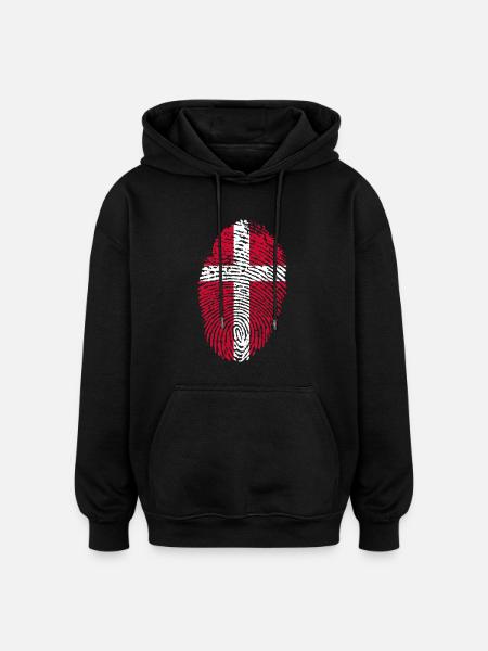 DENMARK FINGERPRINT T-SHIRT - Oversized Unisex Hoodie - black