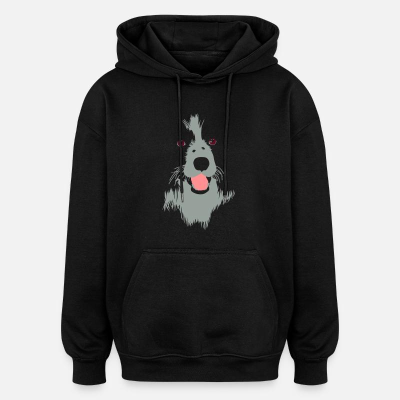 Face de chien - Sweat à capuche oversize unisexe - noir