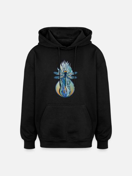 Libelle Jugendstil - Oversized Unisex Hoodie - Schwarz