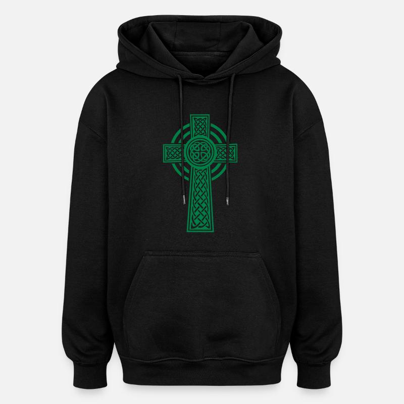 Celtic cross - Sweat à capuche oversize unisexe - noir