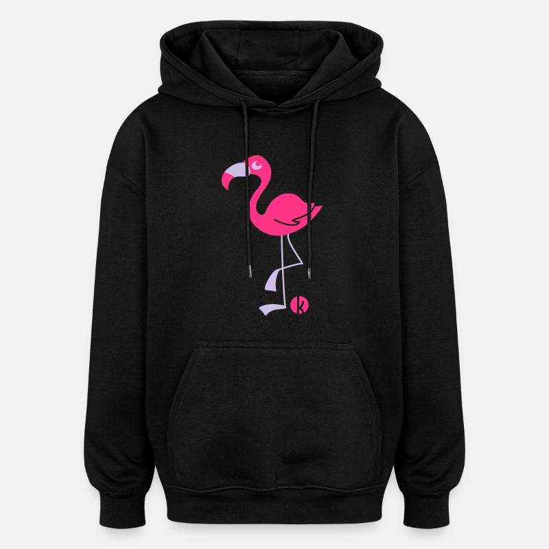 Flamingo (2c) - Oversized Unisex Hoodie - black