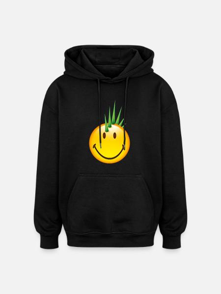 Smiley Punk - Oversized Unisex Hoodie - Schwarz