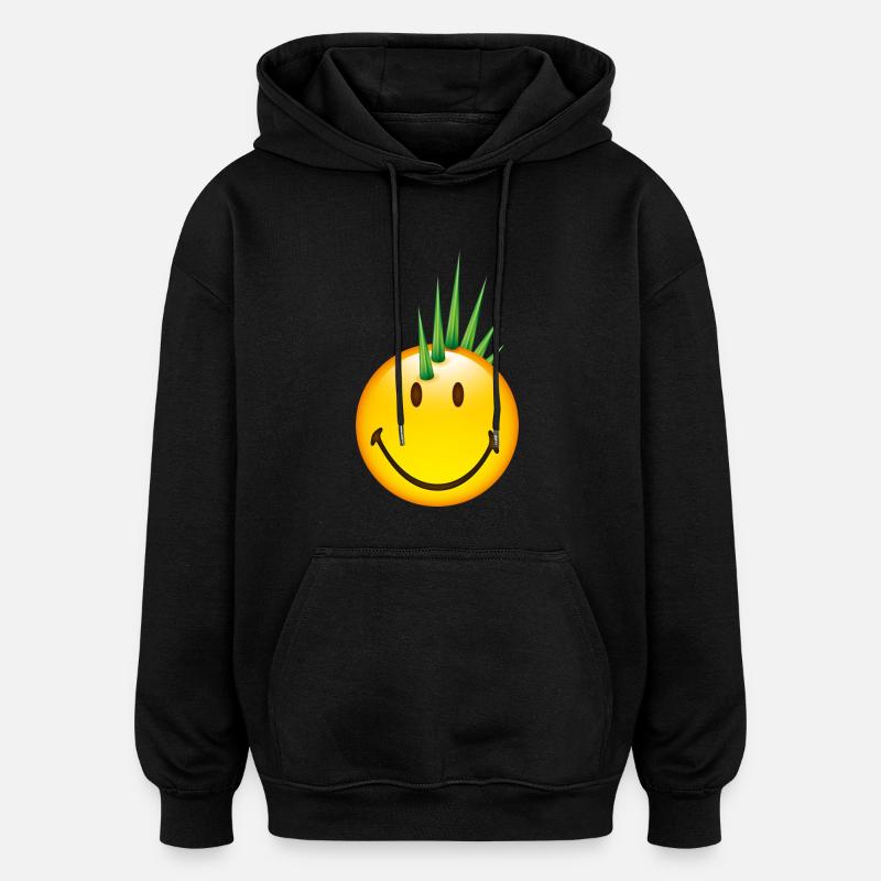 Smiley Punk - Oversized unisex-hettegenser - svart