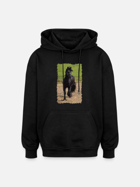 Friesian stallion - Oversized Unisex Hoodie - black