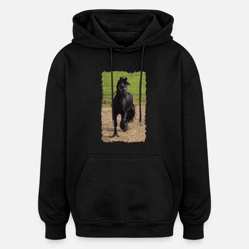 Friesenhengst - Oversized Unisex Hoodie - Schwarz