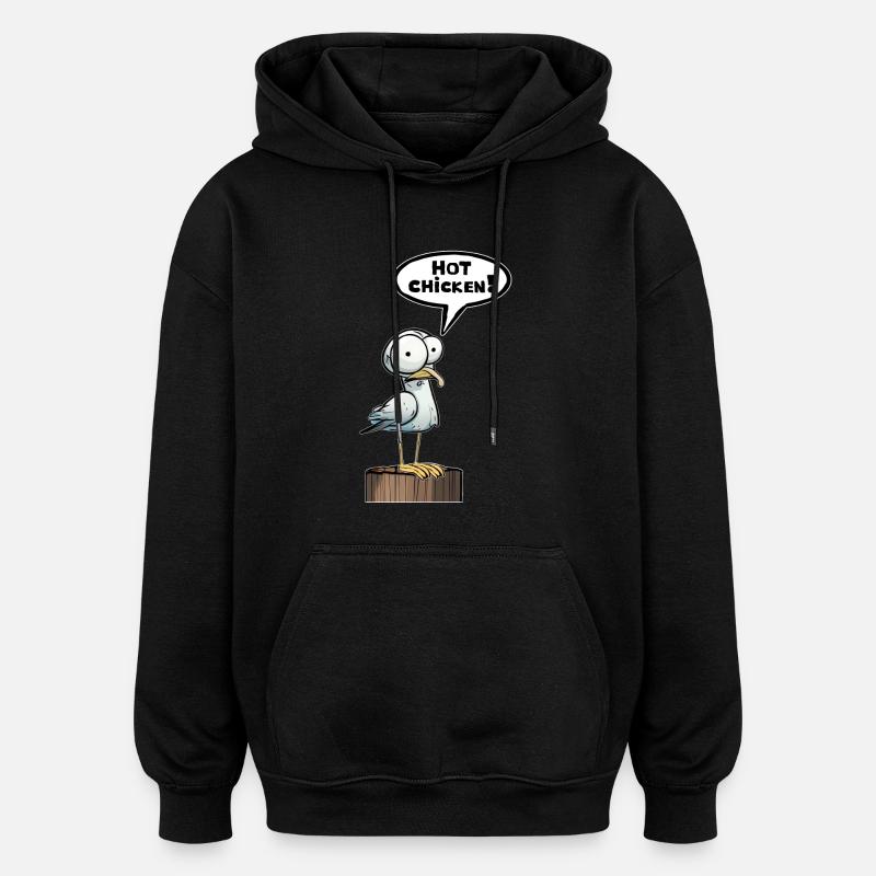 Seagull Speech Bubble Hot Chicken - Sweat à capuche oversize unisexe - noir