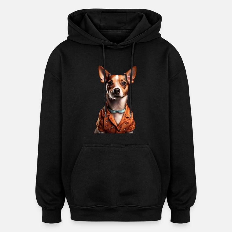 Chien - Sweat à capuche oversize unisexe - noir