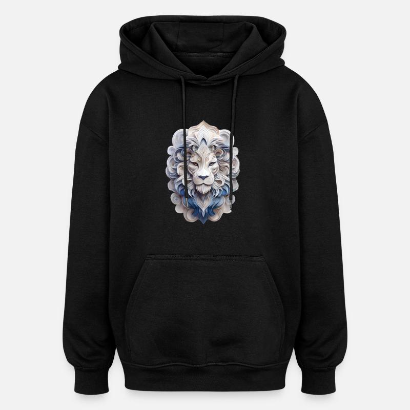 Signe du zodiaque Lion - Sweat à capuche oversize unisexe - noir