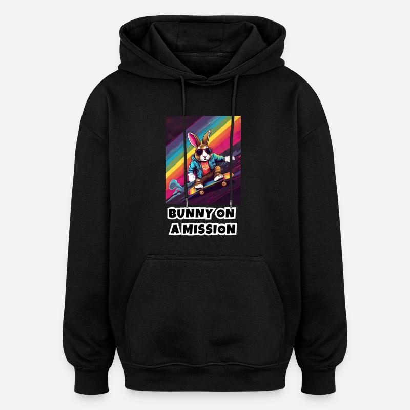 Bunny on a Mission - Oversized Unisex Hoodie - black