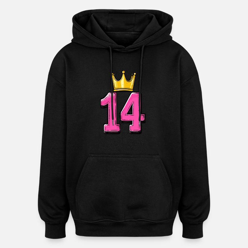 Couronne à 14 chiffres - Sweat à capuche oversize unisexe - noir
