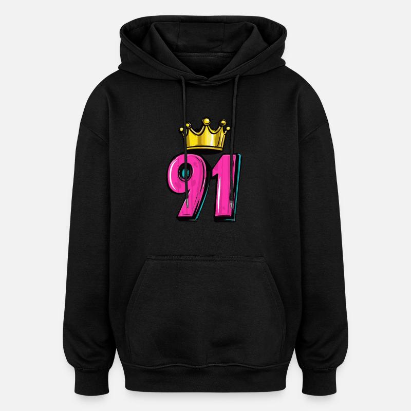 91 Zahl Krone - Oversized Unisex Hoodie - Schwarz