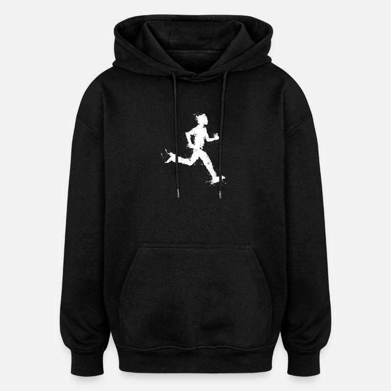 Running man - running man - marathon - Oversized Unisex Hoodie - black