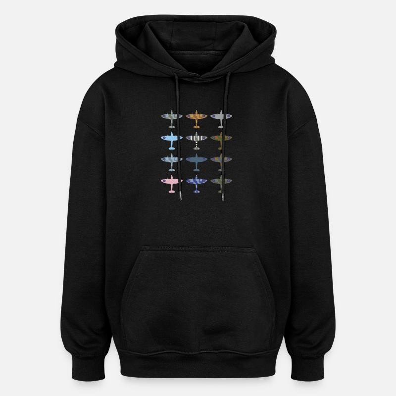 Spitfire Kampfflugzeug / Tarnmuster - Oversized Unisex Hoodie - Schwarz
