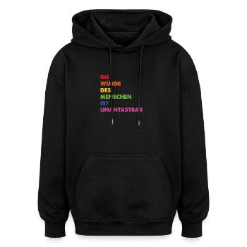 Menschenrechte Regenbogen Grundgesetz - Oversized Unisex Hoodie - Schwarz - Vorne - Noah (186cm)