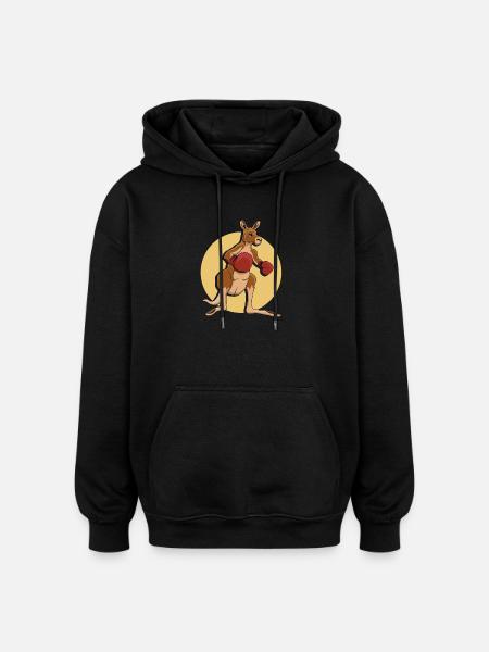 Kangaroo boxer - Oversized Unisex Hoodie - black