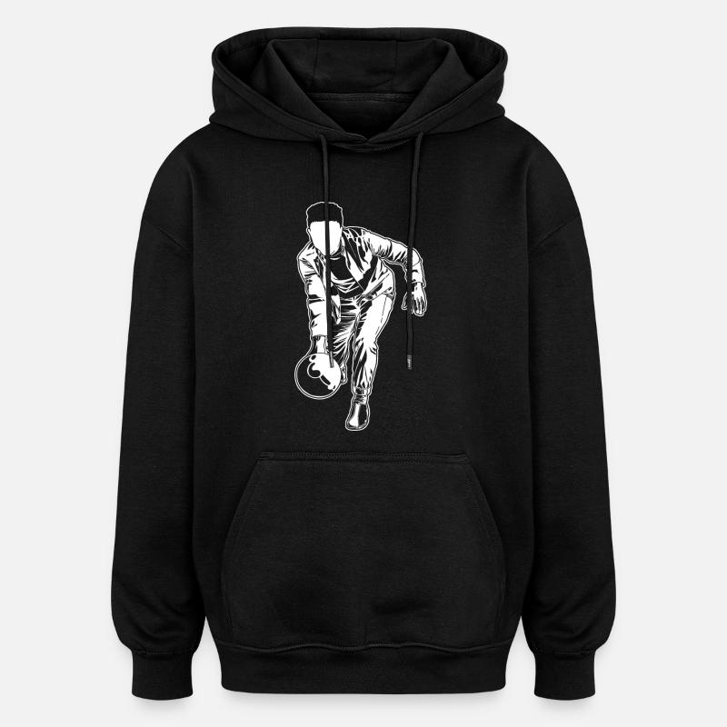 Dessin de bowling - Sweat à capuche oversize unisexe - noir