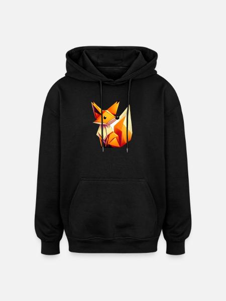 Fox - Oversized Unisex Hoodie - black