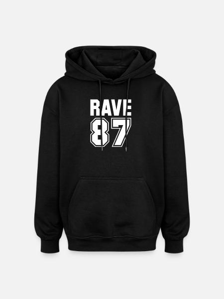 RAVE 87 - Oversized Unisex Hoodie - black