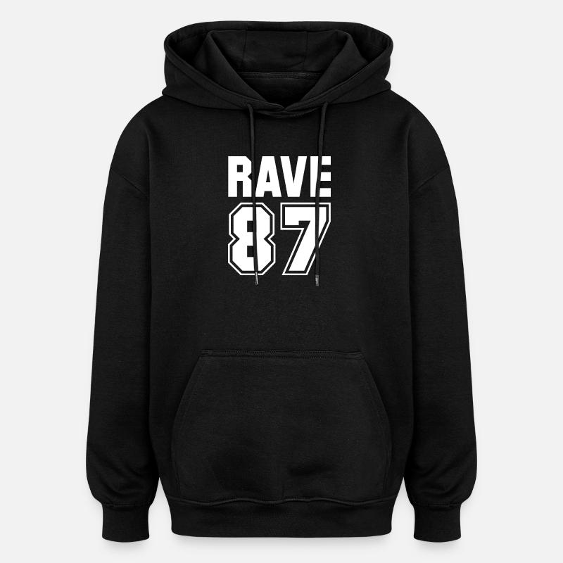 RAVE 87 - Oversized Unisex Hoodie - black