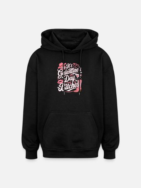 Galentine's Day Funny Party - Oversized Unisex Hoodie - black
