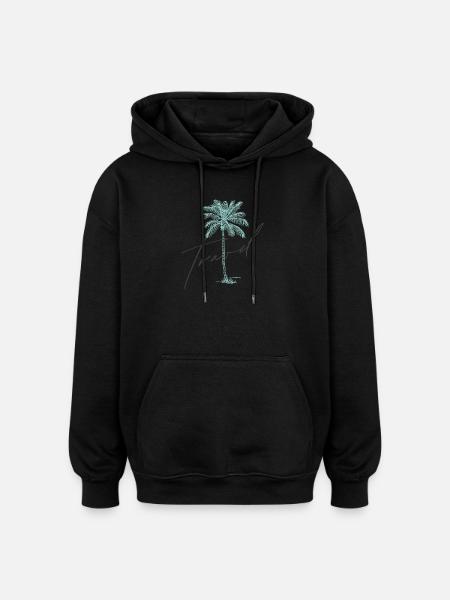 Palm tree with travel inscription - Oversized Unisex Hoodie - black