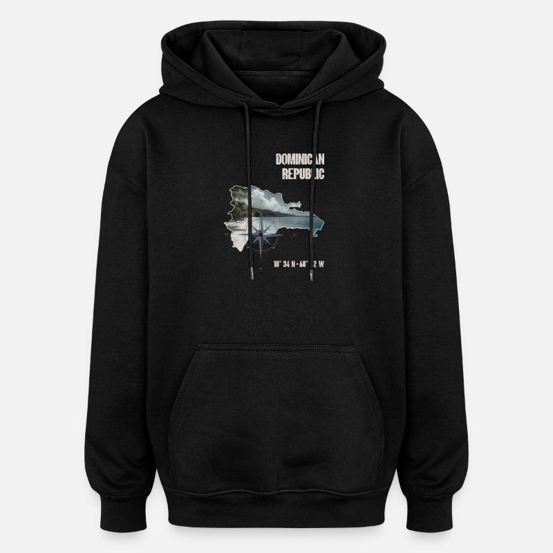 République dominicaine Boussole tropicale - Sweat à capuche oversize unisexe - noir