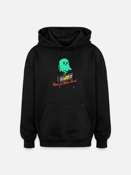 Ghost Cassette Rewind Your Soul - Oversized Unisex Hoodie - black