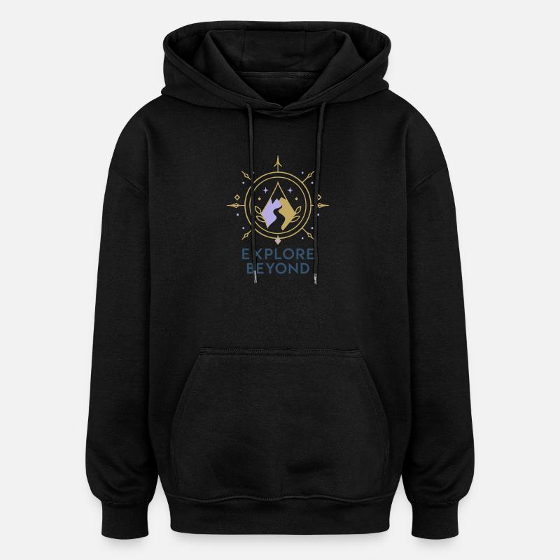 Explorez au-delà de la boussole - Sweat à capuche oversize unisexe - noir