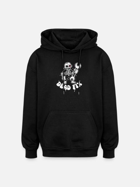 Skeleton with wrench - Oversized Unisex Hoodie - black