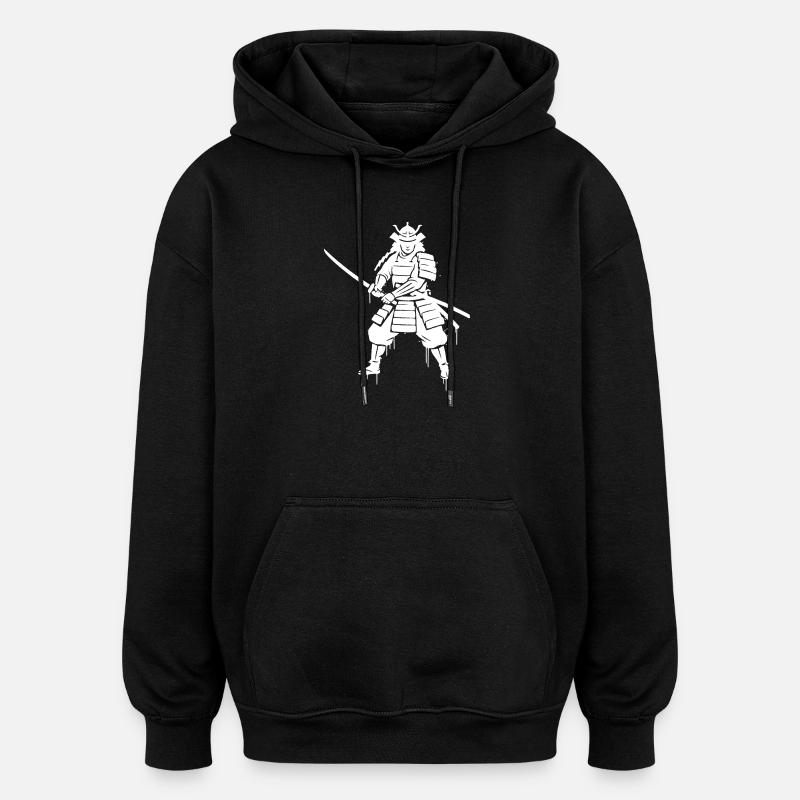 Vecteur de Streetwear Graffiti Samouraï - Sweat à capuche oversize unisexe - noir