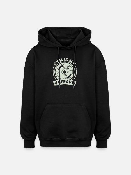 Gym is my therapy - Oversized Unisex Hoodie - black