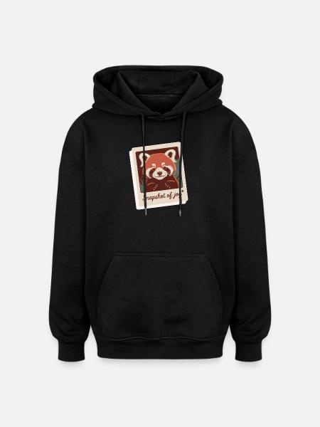 Red Panda Snapshot Joy - Oversized Unisex Hoodie - black
