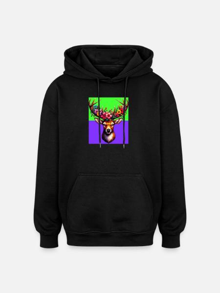 Deer - Oversized Unisex Hoodie - black