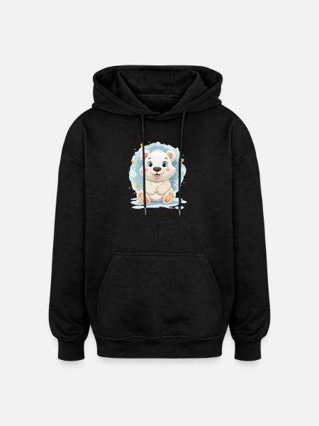 Polar bears in winter magic - Oversized Unisex Hoodie - black