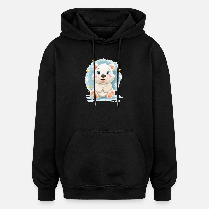 Ours polaires en magie hivernale - Sweat à capuche oversize unisexe - noir