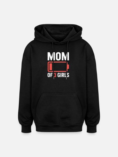 Mama von 3 Mädchen Batterie-Symbol - Oversized Unisex Hoodie - Schwarz