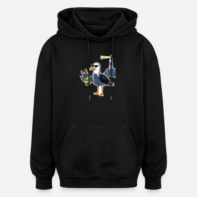 Bière Cool Seagull Lighthouse - Sweat à capuche oversize unisexe - noir
