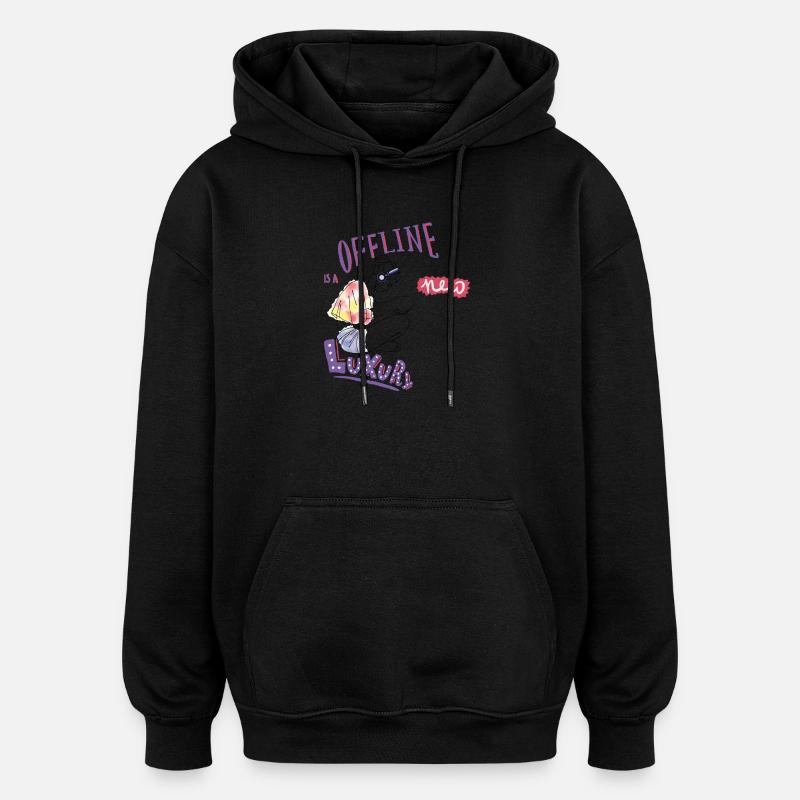 Hors ligne - Sweat à capuche oversize unisexe - noir