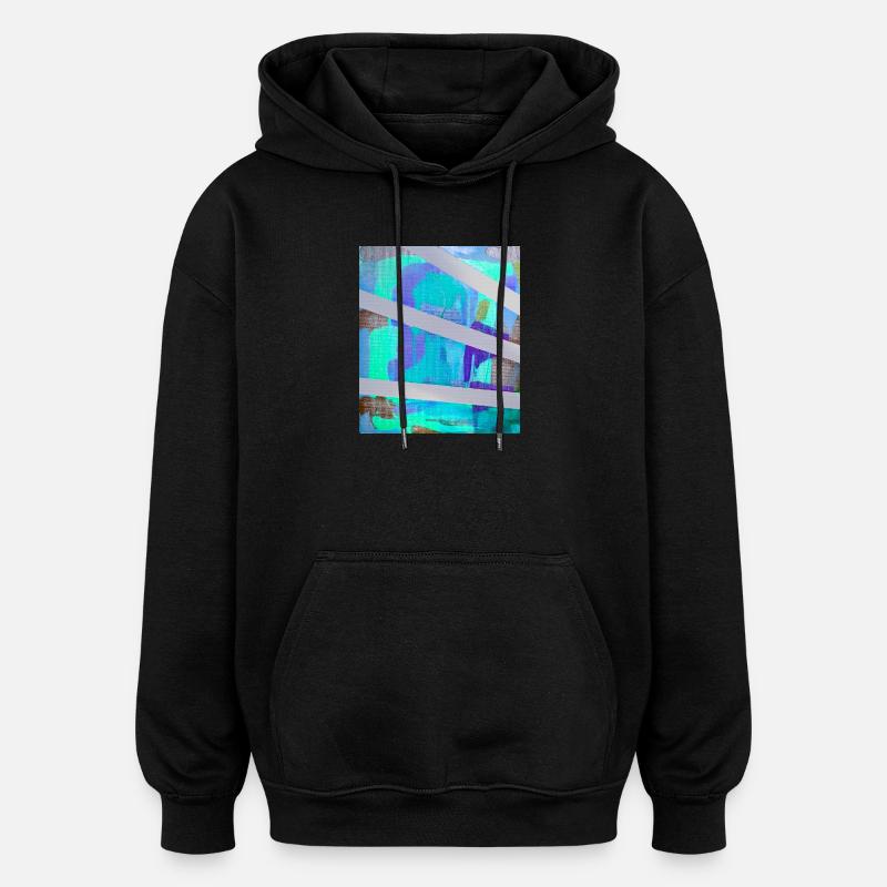 Neon Abstract Stripe Collage - Oversized Unisex Hoodie - black