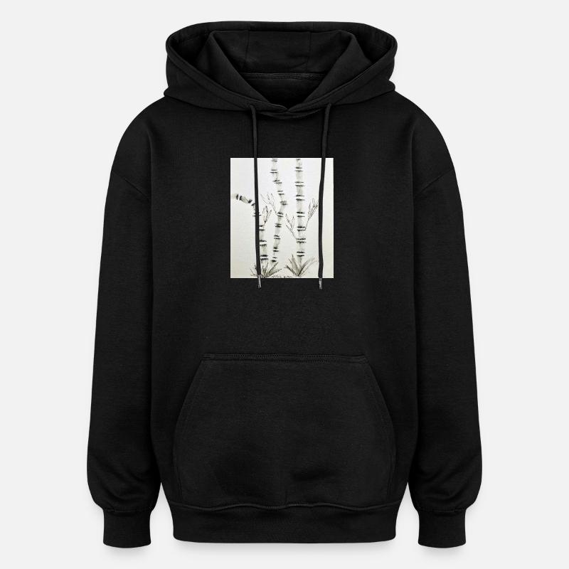 Dessin en bambou à l’encre - Sweat à capuche oversize unisexe - noir