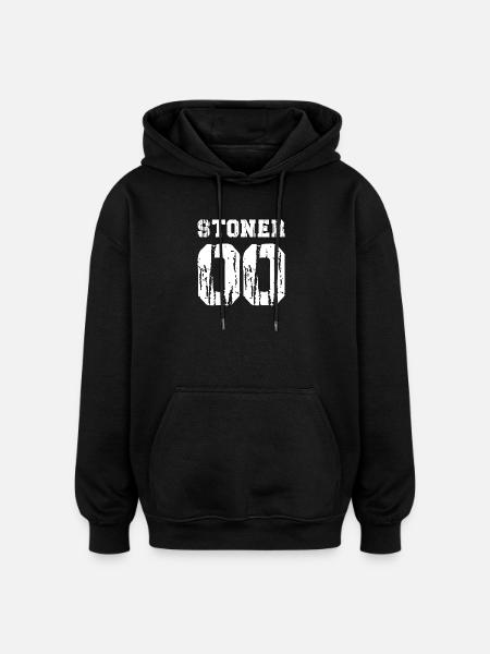 Stoner 00 Grunge Typography - Oversized Unisex Hoodie - black