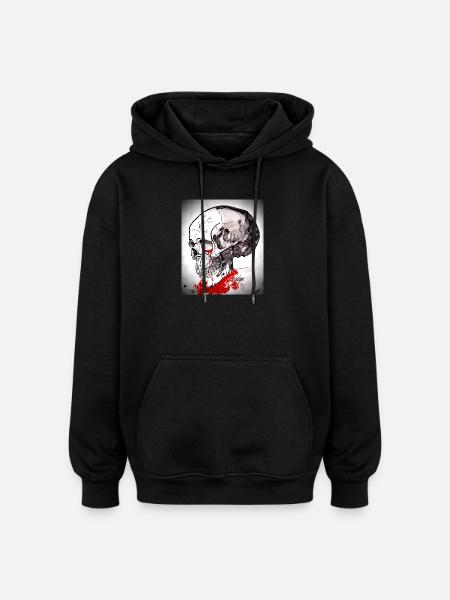 Bloody Skull Sketch - Oversized Unisex Hoodie - black