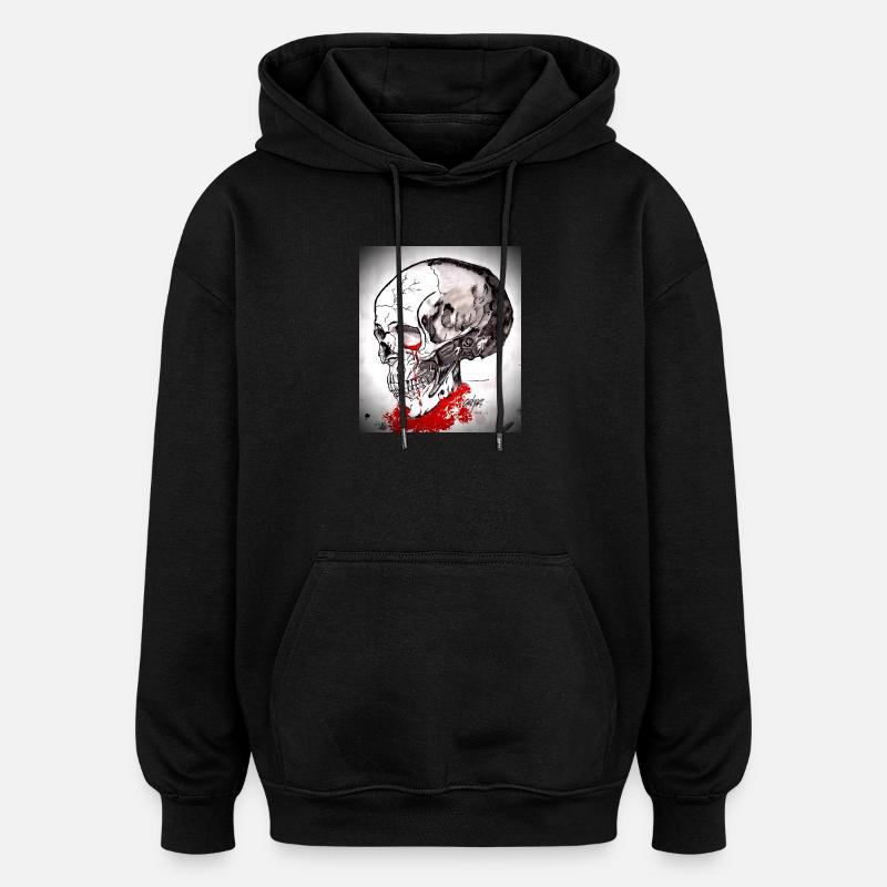 Bloody Skull Sketch - Oversized Unisex Hoodie - black