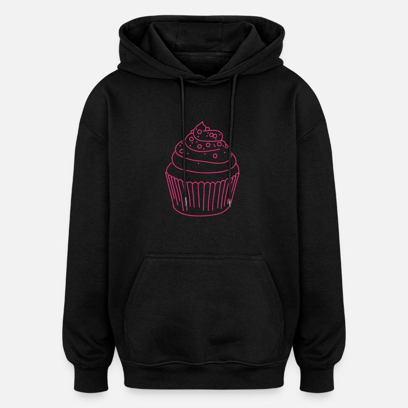 Cupcake tartes - Sweat à capuche oversize unisexe - noir