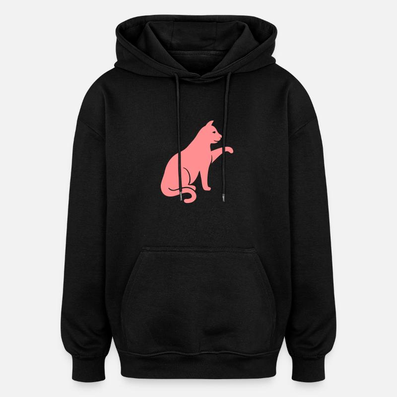 Chat - Sweat à capuche oversize unisexe - noir