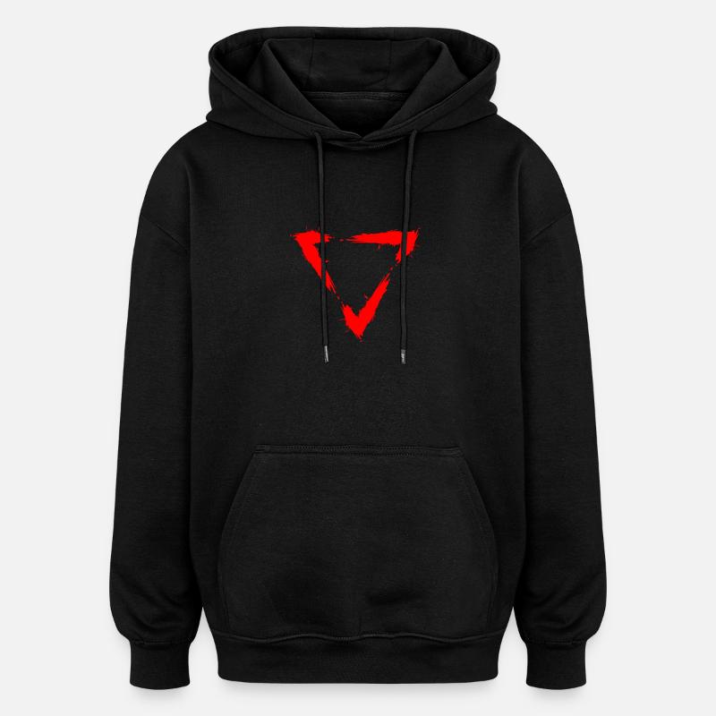 Icône triangle rouge - Sweat à capuche oversize unisexe - noir