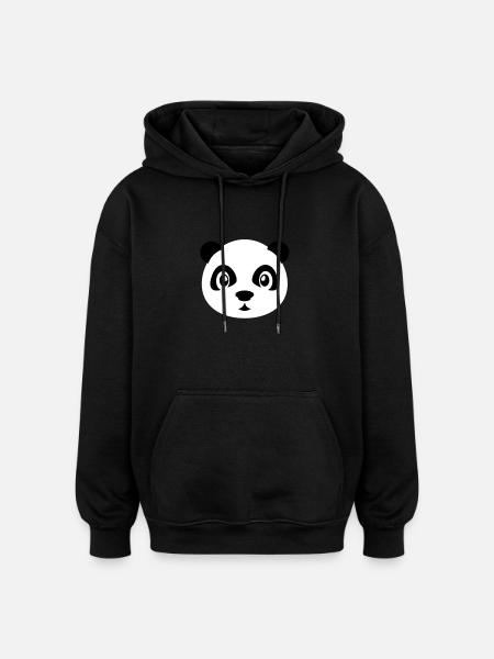 Cute Panda - Oversized Unisex Hoodie - black
