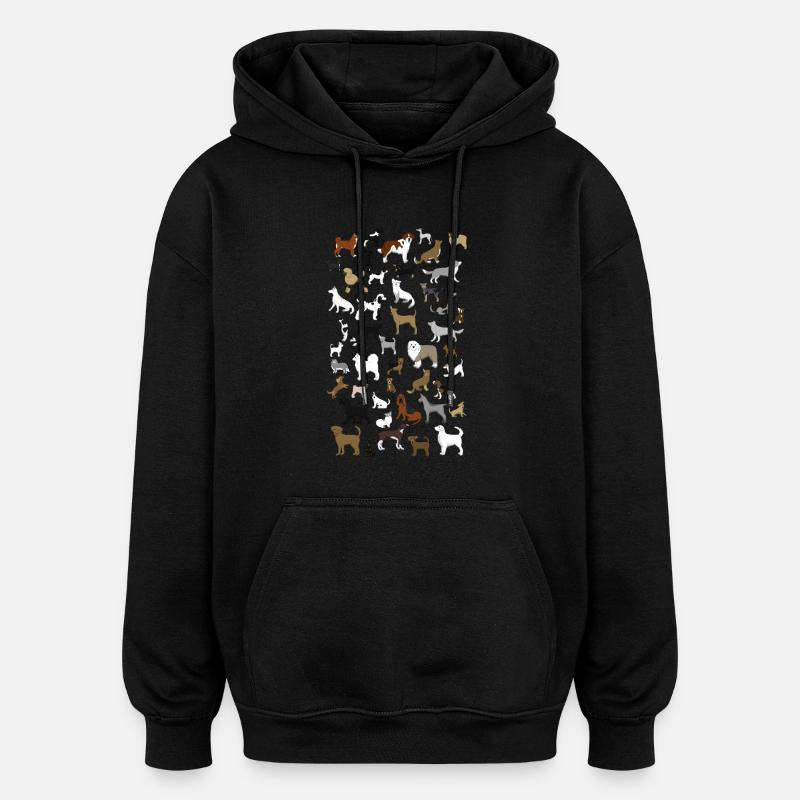 many dogs pixel - Sweat à capuche oversize unisexe - noir