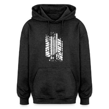 Tire PS Gauge - Oversized Unisex Hoodie - charcoal grey - Front - Noah (186cm)